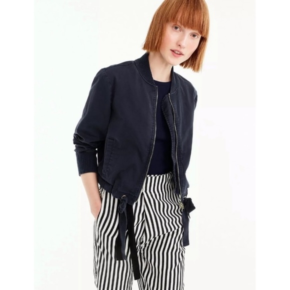 J. Crew Jackets & Blazers - J Crew Women's Garment Dyed Cotton‎ Bomber Jacket, Deep Navy - Size L